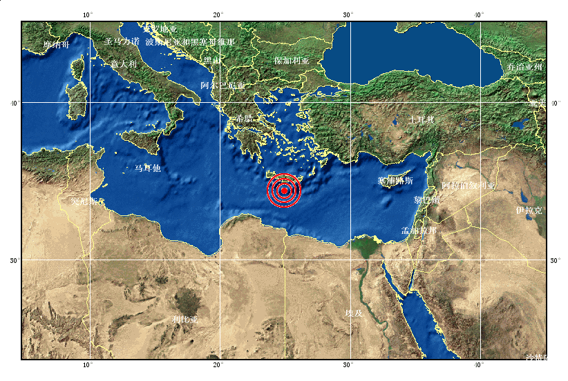 希腊克里特岛发生6.0级地震 震源深度20公里(组图)