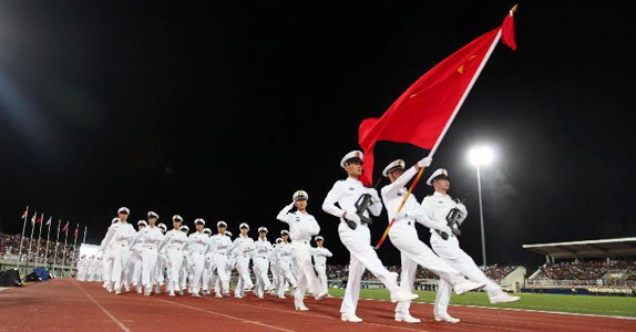中国海军徒步方队参加塞舌尔成立20周年国庆