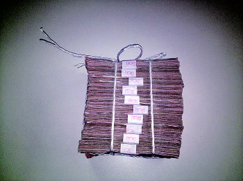 丢失的500元现金,5毛钱一张,共1000张.警方供图