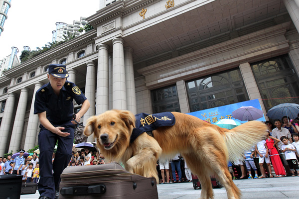 各地海关举办缉毒犬基地开放日活动(图)