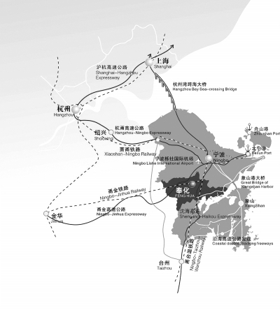 奉化市地处宁波南郊,象 山 港 畔 ,全 市 陆 地 面 积1268平方公里图片
