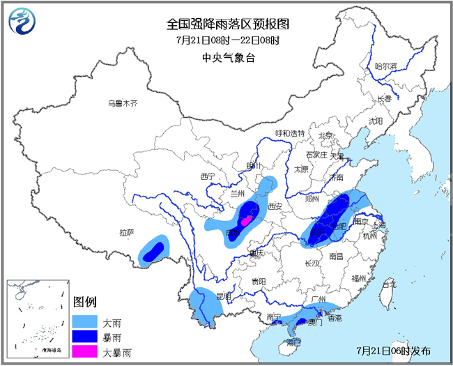 西北地区东部四川盆地黄淮等地有大到暴雨华南