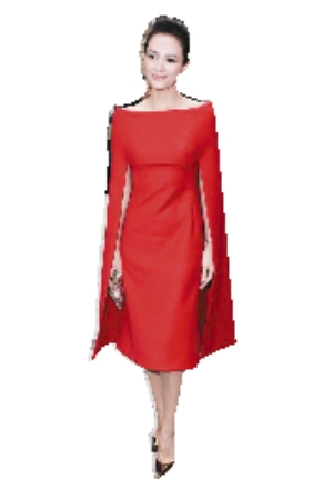 章子怡身穿Valentino2013春季高定红色斗篷裙