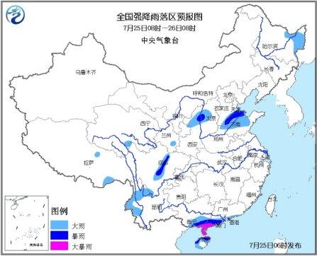 华北华南南部等地有较强降雨 甘肃灾区有小到中雨