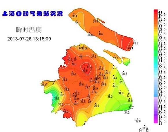 上海徐家汇温度突破了有气象史以来上海最高温记录.