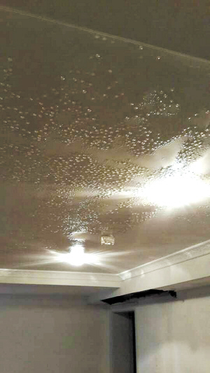天花板上有渗水的痕迹都市时报记者 李妍