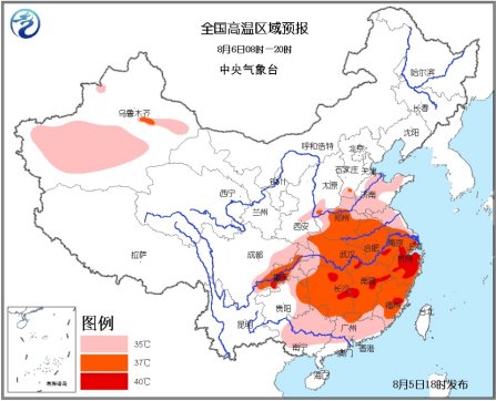人民网北京8月5日电 据中央气象台今日18时发布的天气提示，明天，南方地区将迎来今年以来最强劲的高温天气。截至今日，中央气象台已连续十二天发布高温橙色预警。