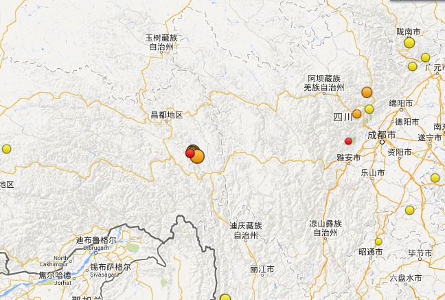 西藏自治区昌都地区左贡县发生3.0级地震(图)