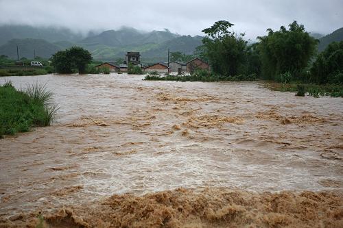 当日,受强降雨影响,广西来宾市象州县11个乡镇遭受不同程度的洪涝灾害