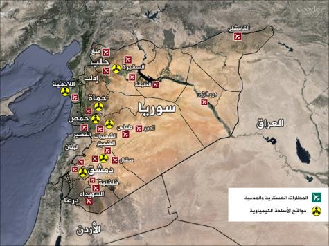 阿媒:叙利亚可能被攻打的军事和安全目标地图