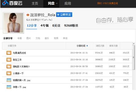 宅男福利:泷泽萝拉百度云主页海量私房照曝光(组图)