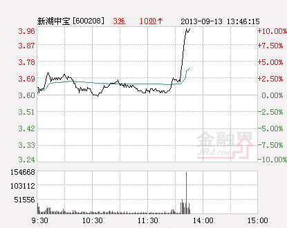 新湖中宝午后直线拉升 股价涨逾8%(图)