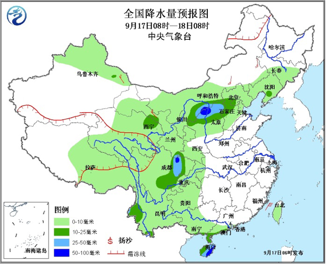 中秋前夕西北地区东部四川盆地雨势明显 注意