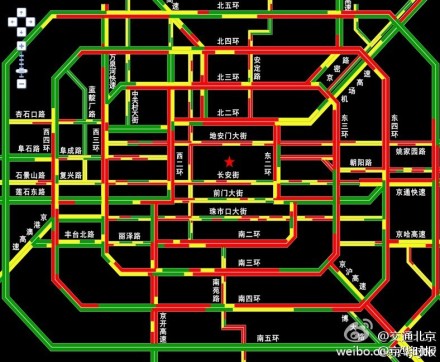 北京四环内均为严重拥堵 交通指数已达8.5