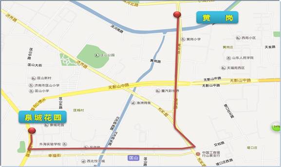 6公里   途经主要路段:孙村街道,规划路,世纪大道,春晖路,科航路,春