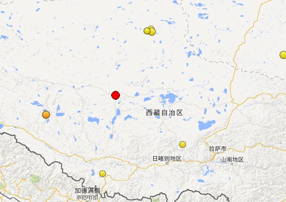 西藏自治区那曲地区尼玛县发生3.7级地震(图)