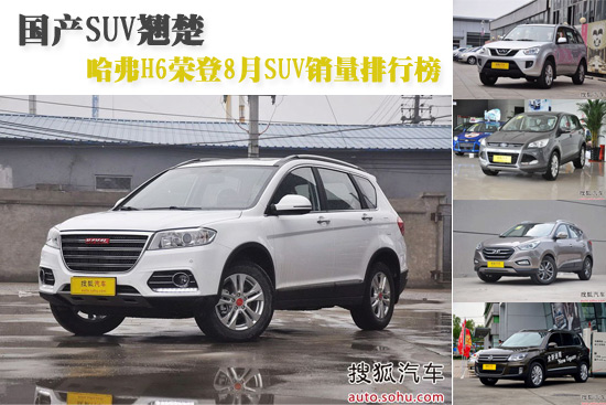 国产的翘楚 哈弗H6荣登8月SUV销量排行榜