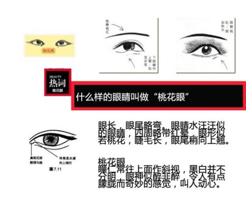 桃花眼,并不一定是双眼皮,大眼睛,但是大都眼尾上扬,睫毛较长,目光含