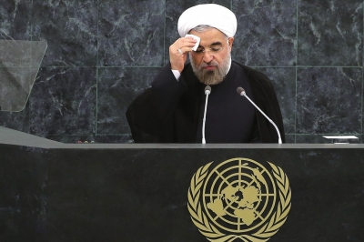 24日，美国纽约，伊朗总统鲁哈尼在联大发表讲话。图/CFP