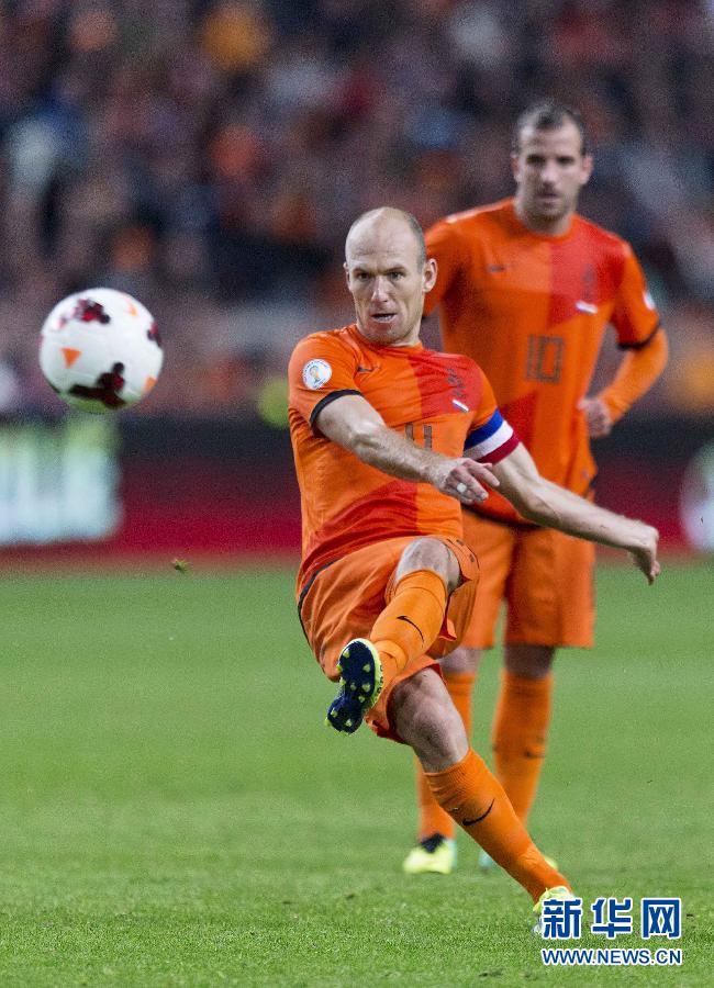 当日,在2014年巴西世界杯足球赛欧洲区预选赛小组赛中,荷兰队主场以8
