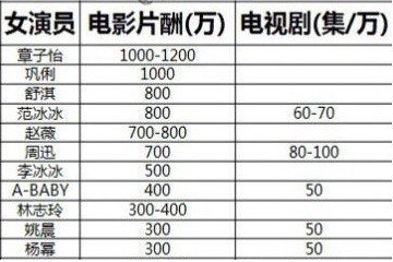 网曝男女演员片酬表巩俐1000万女星排第二图