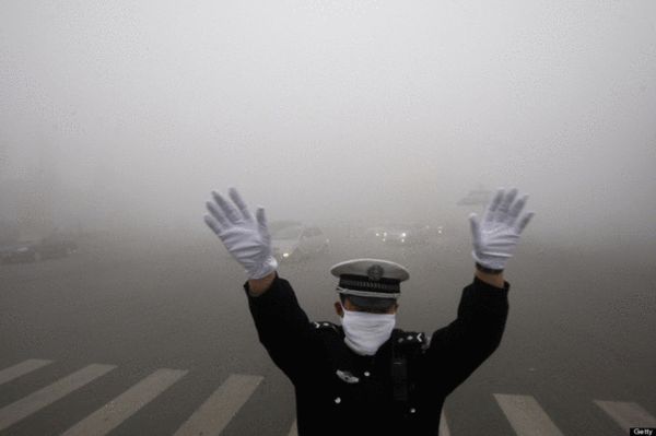 赫芬顿邮报刊登中国城市雾霾图片