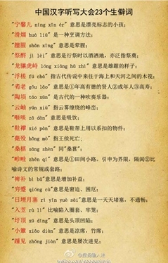 总结出中国汉字听写大会23个生僻词也让不少