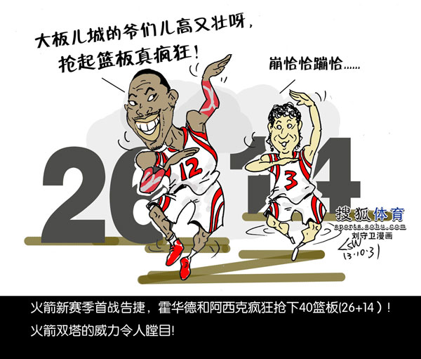 漫画:篮板双塔合砍40火箭休斯顿成大板儿城漫画衰阿同人图片