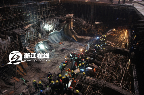 宁波高新区一在建工地发生坍塌 造成2死8伤(图