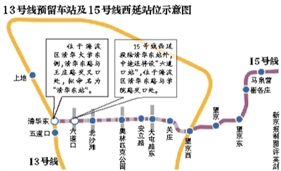 地铁13号线将增"清华东"换乘站(图)