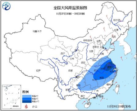 苏州气象台发布寒潮蓝色预警(图)