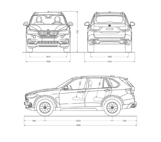 全新一代宝马x5的车身尺寸为:4886/1938/1762mm,轴距依然为2933mm.