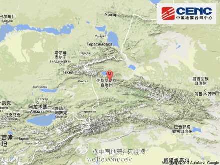 新疆伊宁县发生3.7级地震 震源深度9千米(图)图片