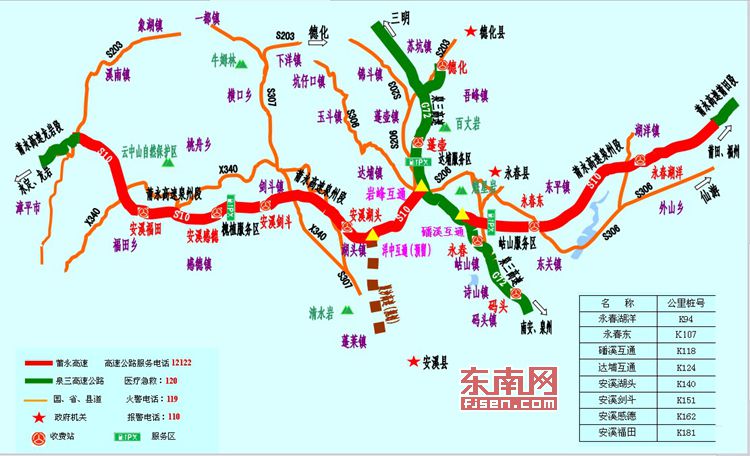 由泉州段,莆田段,龙岩段    泉州莆永高速公路行车指南