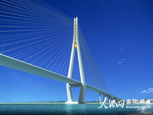 池州长江公路大桥今年开工建设桥塔呈佛手形