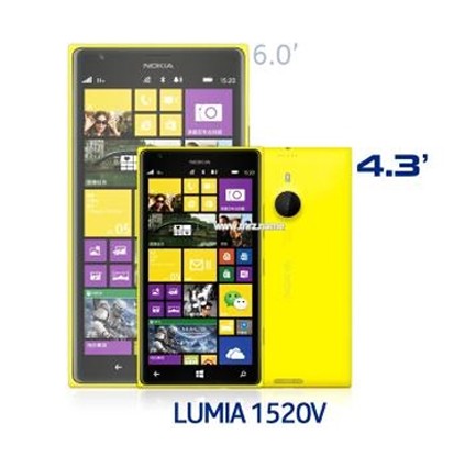 传诺基亚将推出迷你版Lumia 1520 高配置+4.3