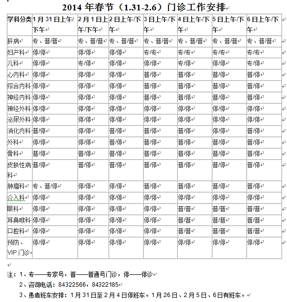 北京地坛医院春节期间门诊安排