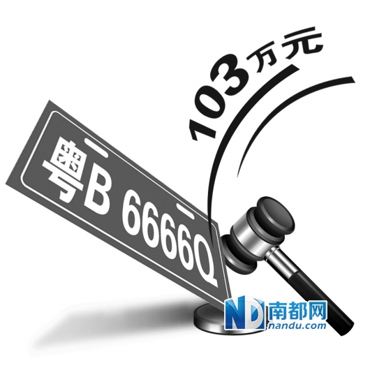 深圳粤B6666Q车牌103万 100号码总价1921.9