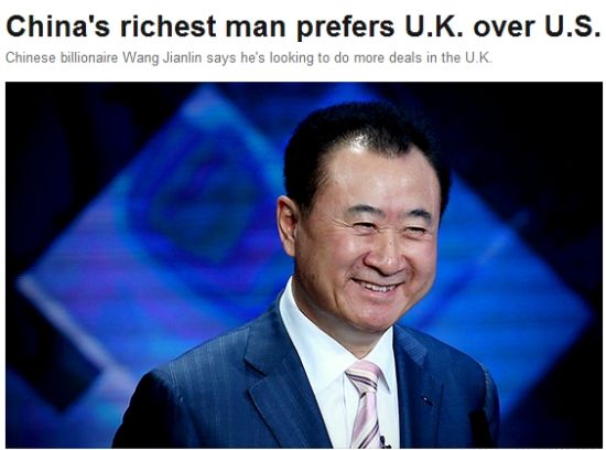 王健林更喜欢在英国而非美国投资