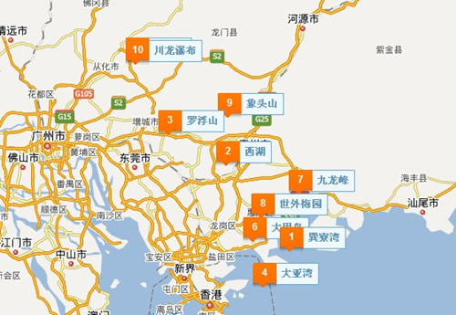 惠州主要景点分布图片