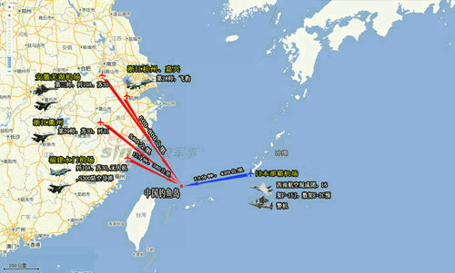 资料图:中国空军在沿海周边部署的空军基地.