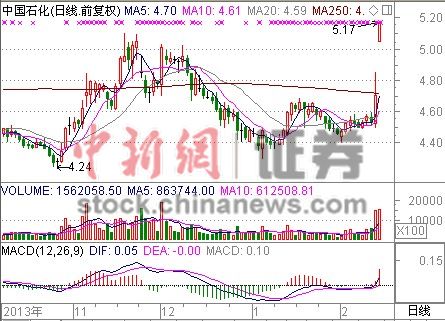 中国石化罕见涨停 股价创近10个月新高(图)-中