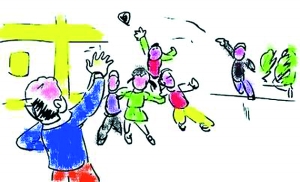 随着下课铃声的响起,一群小学生跑出了教室,有的孩子在操场上追逐打闹