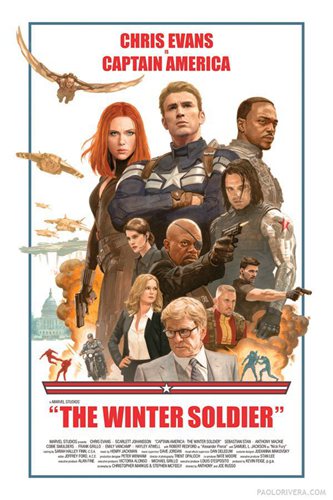 《美国队长2》新海报每一个角色都用颜料手绘质感呈现。
