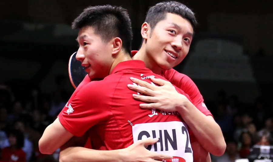 组图:世乒赛男团决赛中国3-1德国七连冠 张继科