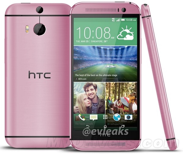 美翻了！HTC One M8粉色版首曝：娇艳欲滴