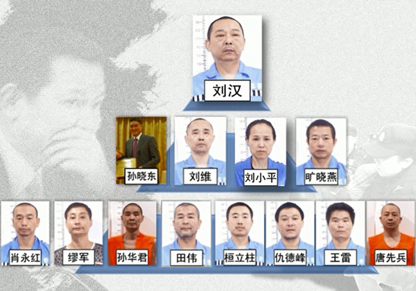 资料图：刘汉、刘维等团伙组织的主要成员由警方提供的视频截图。新华社发