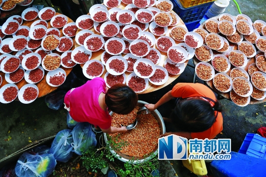 昨日海珠区土华村祠堂里,村民在准备千人龙船饭.南都记者林宏贤 摄图片