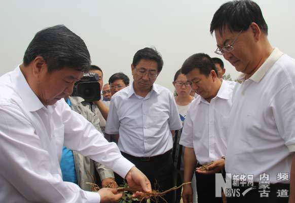 6月5日,亿利资源集团董事长王文彪(左一)向自治区政协主席任亚平(右一