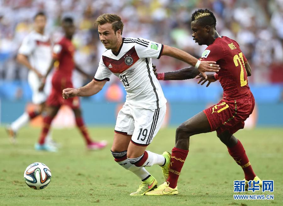 竞技场进行的2014年巴西世界杯小组赛g组比赛中,德国队对阵加纳队